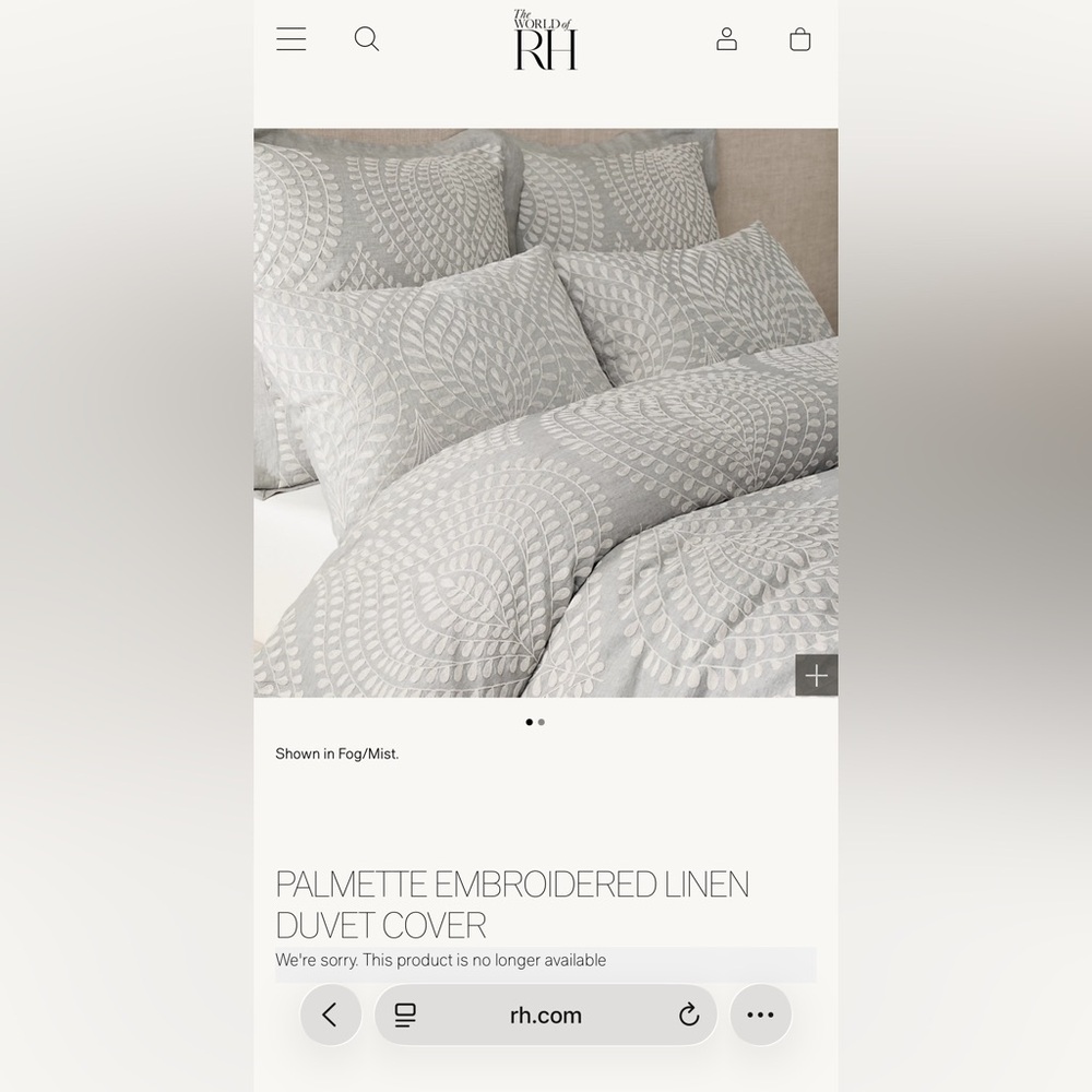 King size Restoration Hardware duvet cover 3 euro shams and 2 pillow cases.